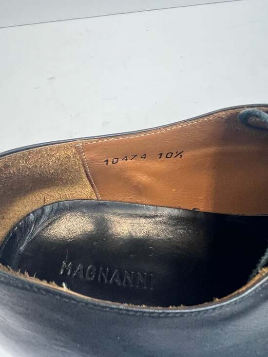 Magnanni Men\'s Black Leather Moc-Toe Oxford Dress Shoes Sz 10.5M